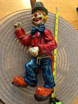Large 12” Vintage Paper Mache Clown Mexico Signed By Artist