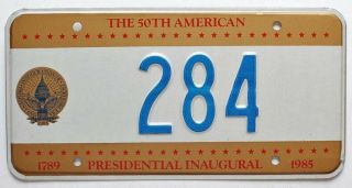 Washington Dc 1985 Ronald Reagan Presidential Inaugural License Plate,  284