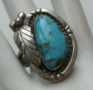 Vintage Native American Navajo Indian Sterling Silver Turquoise Ring Size 9.  5