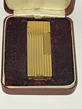 Vintage Dunhill Rollalite Gold Tone Cigarette Lighter Bar Type In Case 2
