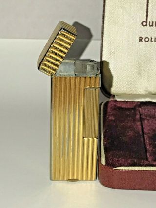 Vintage Dunhill Rollalite Gold Tone Cigarette Lighter Bar Type In Case 3