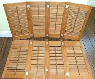Vintage 4 - Panel Interior Wood Shutters Louvered 44 " W X 24 " H
