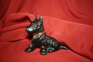 Vintage Hubley Cast Iron Metal Scotty Terrier Dog Figurine Paperweight 2 7/8 " T