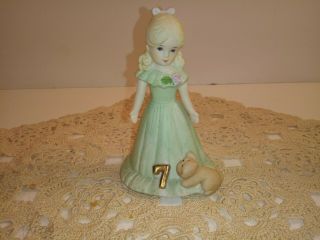 Enesco Vintage Birthday Growing Up Girls Age 7 Blonde Hair Doll Figurine 1981