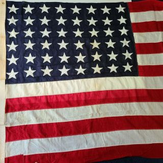 Vintage 48 Star American Flag Valley Forge Flag Co 5 X 9.  5 Feet Sewn On Stars