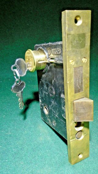 Penn 9500 Push Button Brass Entry Mortise Lock W/keys 7 3/4 " Faceplate (12763)