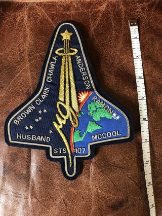 NASA STS 107 Shuttle Bullion Embroidered Collectible Mission Patch Gorgeous 8” L 2