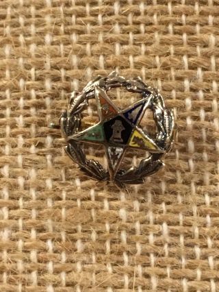 Vintage Order Of The Eastern Star 10k Top Enamel Pin