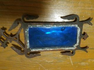 Antique Cast Iron 22.  5 in.  Directional Arrow Lightning Rod w/blue glass 2