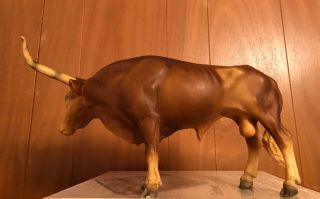 Vintage Breyer Molding Company Texas Longhorn Bull With Maker 