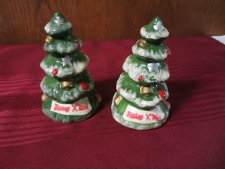 Vintage Salt & Pepper Shakers Kreiss Christmas Tree Green