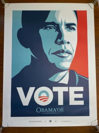 Barack Obama Vote By Shepard Fairey Official 2008 Campaign Artists Poster