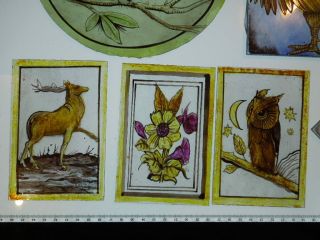 STAINED GLASS FRAGMENTS INCLUDING BIRD OWL ROOSTER FROGS FLOWERS AND STAG 2