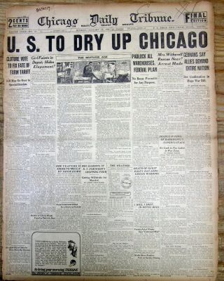 Best 1921 Prohibition Beginning Newspaper Us Federal Agents To Dry Up Chicago