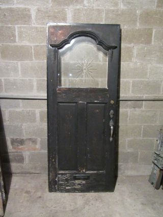 Antique Door With Beveled Etched Glass 33.  5 X 81 Architectural Salvage