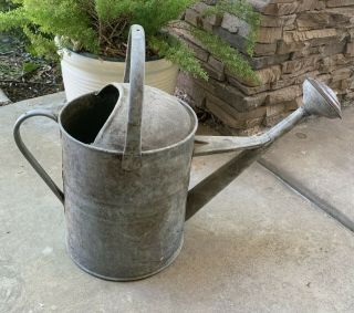 Vintage English Galvanized Zinc Watering Can Spout With Brass Sprinkler Head