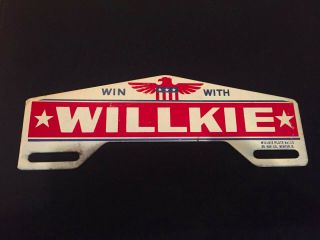 Vintage Wendell Willkie 1940 Political Campaign License Plate Topper,  No 13