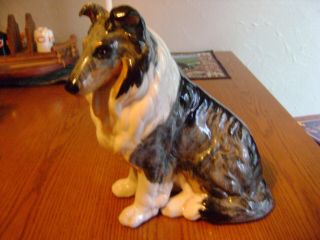 Vintage Blue Merle Rough Collie Dog Lassie Ceramic Statue Figure 11.  25 " Tall