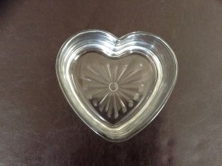 2 Clear Glass Heart Shape 6 " X 1 1/2 " Deep Dish Bowl Valentine Wedding Euc