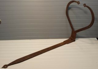50 " Antique Double Spear Head Flat Mount Strap Hinge Large Wrought Iron Forged