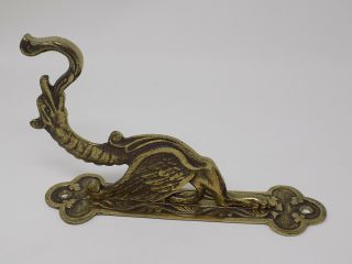 Antique Brass Figural Dragon Griffin Coat Hat Wall Hook Signed England