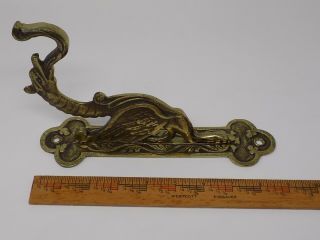 Antique Brass Figural Dragon Griffin Coat Hat Wall Hook Signed England 2
