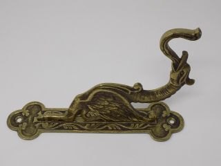 Antique Brass Figural Dragon Griffin Coat Hat Wall Hook Signed England 3