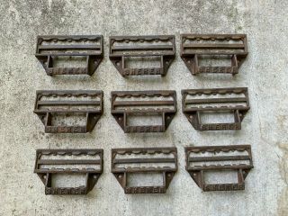 Antique Sherer Cast Iron Seed Cabinet Drawer Pulls (set Of 9)