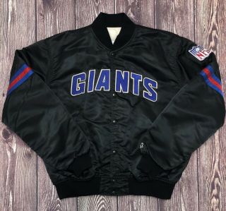 Vintage Starter Nfl Ny York Giants Satin Jacket Black Size Xl