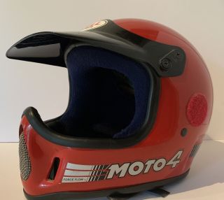 Vintage Bell Moto 4 Motorcycle Helmet Motocross Force Flow Size 7 1/4 E