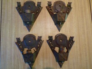 Set Of 4 Crown Cast Iron Wall Sconces