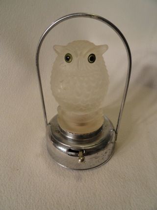 Vintage Crown Mark Japan Battery Glass Owl Lantern