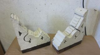 Pair Antique Victorian Wood Corbels House Brackets Design Old White Paint