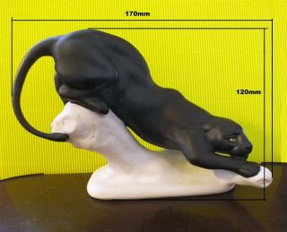 Large Porcelain Figurine Black Panther From Russia.