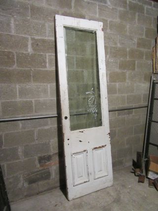 ANTIQUE DOOR WITH BEVELED GLASS TOP 30.  5 X 101 ARCHITECTURAL SALVAGE 2