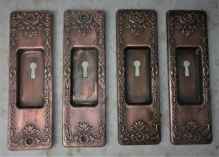 4 Antique Vintage Victorian Ornate Pocket Door Pull / Handle