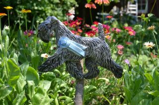 Kerry Blue Terrier.  Garden Decoration.  Handsculpted Ceramic.  Ooak.  Look