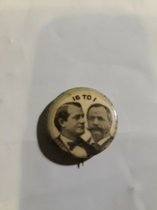 1908 William Jennings Bryan & Kern Jugate Campaign Button 7/8 " - Bry - 3165