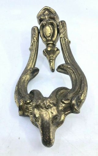 Vintage Brass Rams Head Door Knocker Heavy