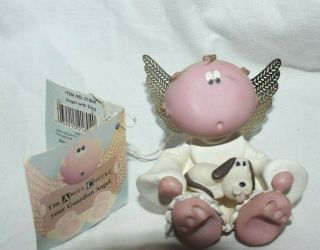 Estate 2001 Angel Cheeks 2 - 1/2 " T Sitting With Puppy In Lap Adorable Look Resin