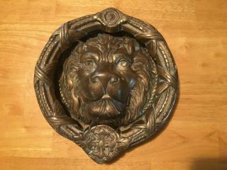 Massive Lion Head Door Knocker Solid Brass 5 Lbs Medieval Lord Of The Manor Got