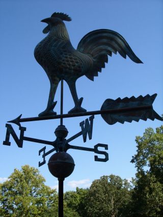 Large Copper Rooster Weathervane Functional Copper Chicken Weather Vane