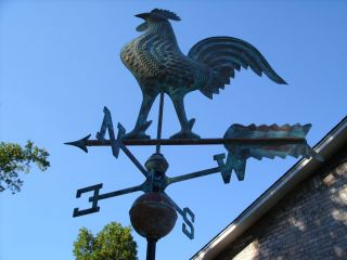 Large Copper Rooster Weathervane Functional Copper Chicken Weather Vane 2