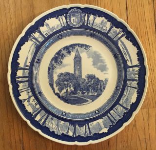 Vintage Wedgwood Cornell University Souvenir Plate Library Mcgraw Tower Blue