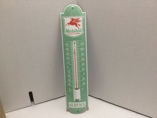 Vintage Mobiloil Pegasus 12 " Porcelain Metal Gasoline Oil Thermometer Sign
