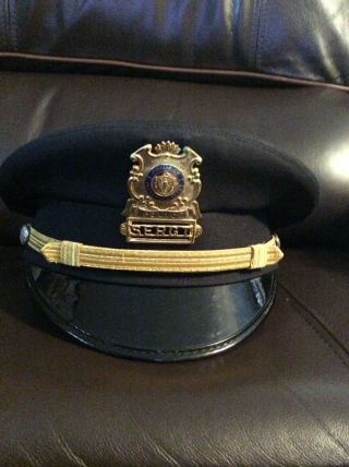 Commonwealth Of Massachusetts Police Sergeant Hat And Gold Badge