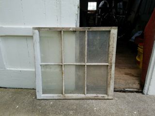 Vintage Farmhouse Old Wood Window Sash 6 Pane Picture Frame 29 3/4 X 32 1/2