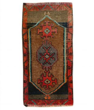 2x3 Oriental Vintage Hand Knotted Wool Geometric Traditional Small Area Rug