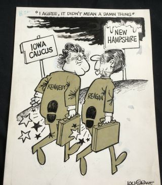 Political Cartoon By Lou Grant – Reagan - Kennedy –it Didn’t Mean A Thing