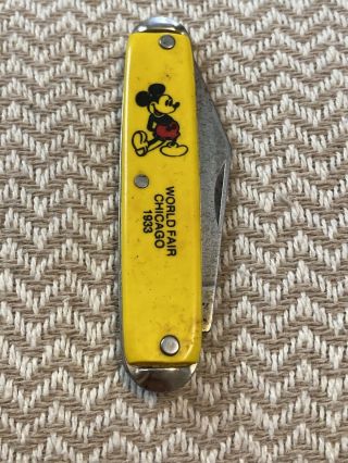 Vintage Worlds Fair Chicago 1933 Souvenir Pocket Knife Mickey Mouse USA 2